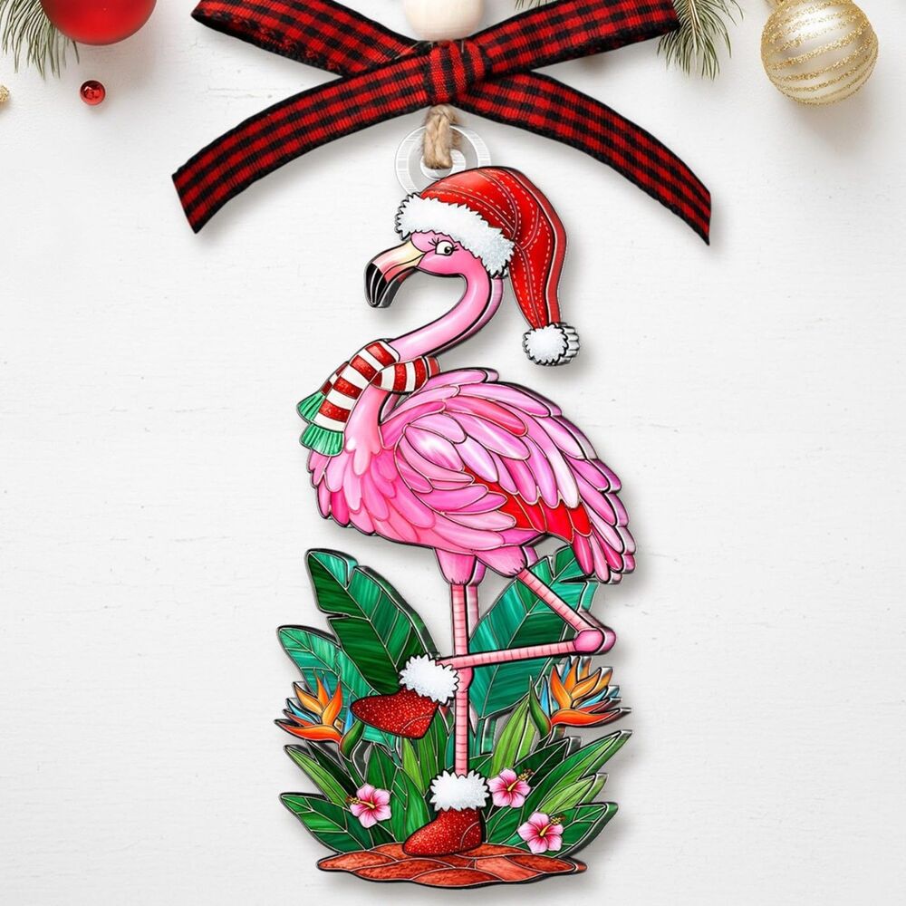 Pink Flamingo Christmas Ornament Gift for Women Men Teen Girls Animal Lover Tree